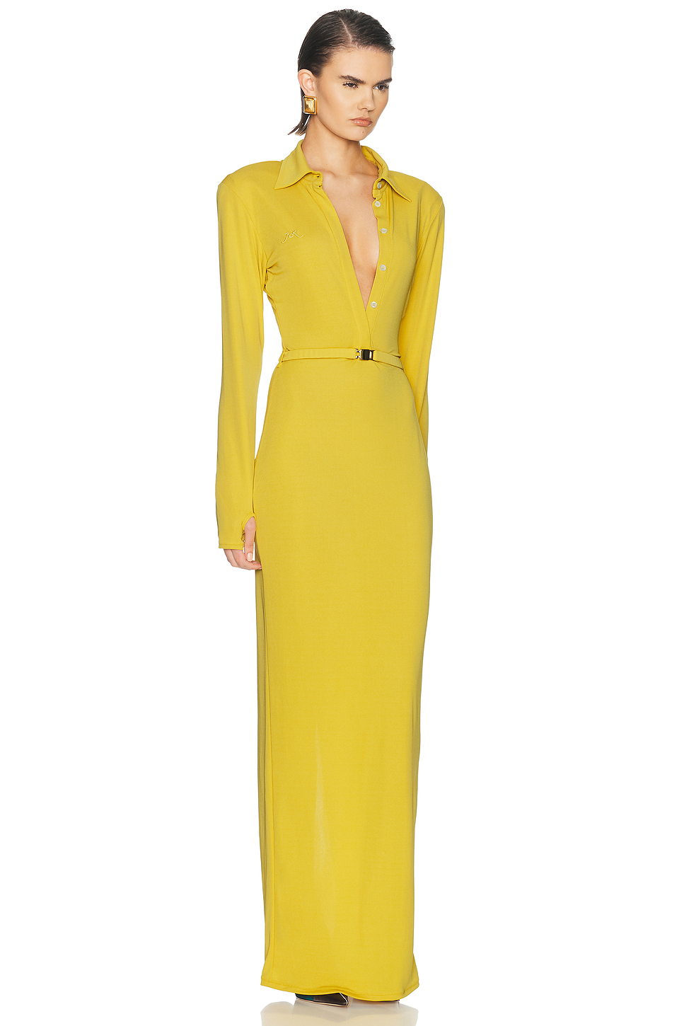 Long Sleeve Jersey Polo Dress with Thumb Holes