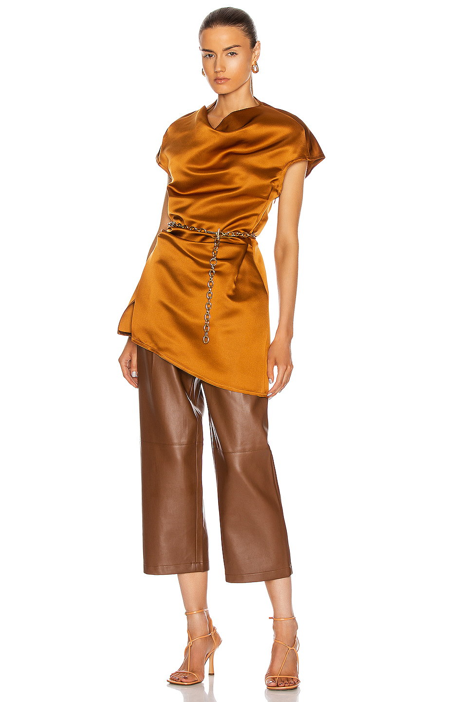 image 5 of rosie assoulin draped top in burnt sienna