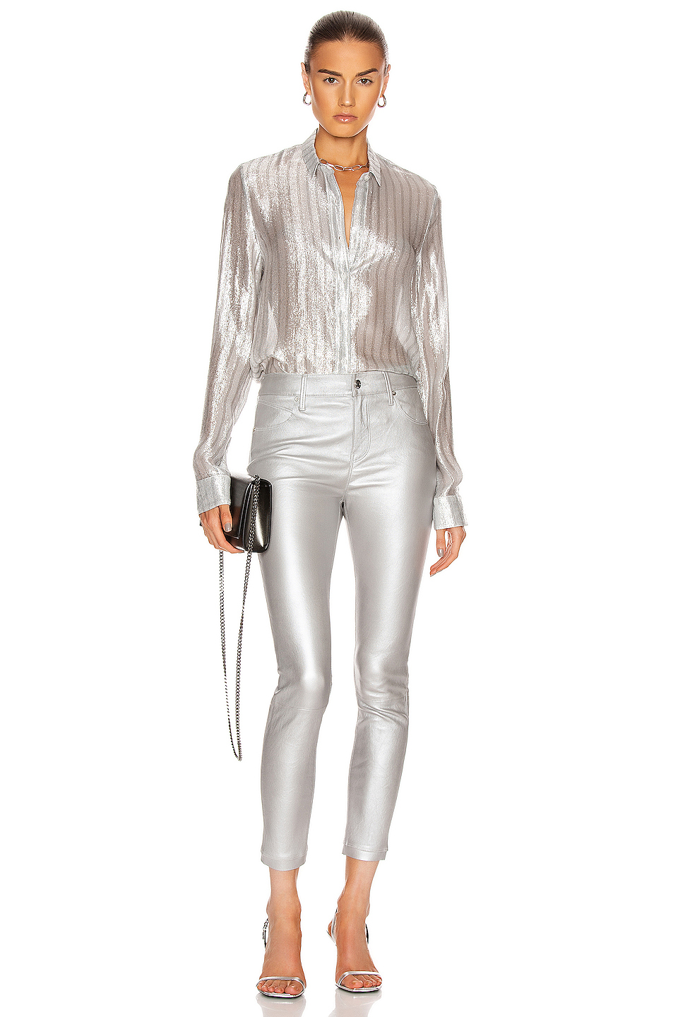 image 4 of rta madrid high waist skinny in light matte silver