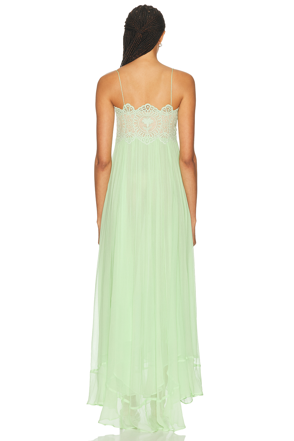 Gypsy Pleated Maxi Dress with Lace Trim
