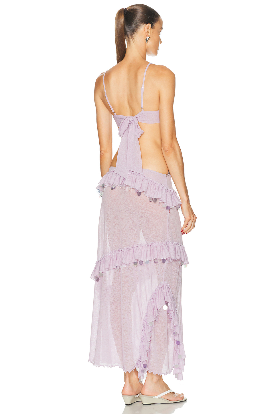 Tie Back Sequin Chiffon Maxi Dress