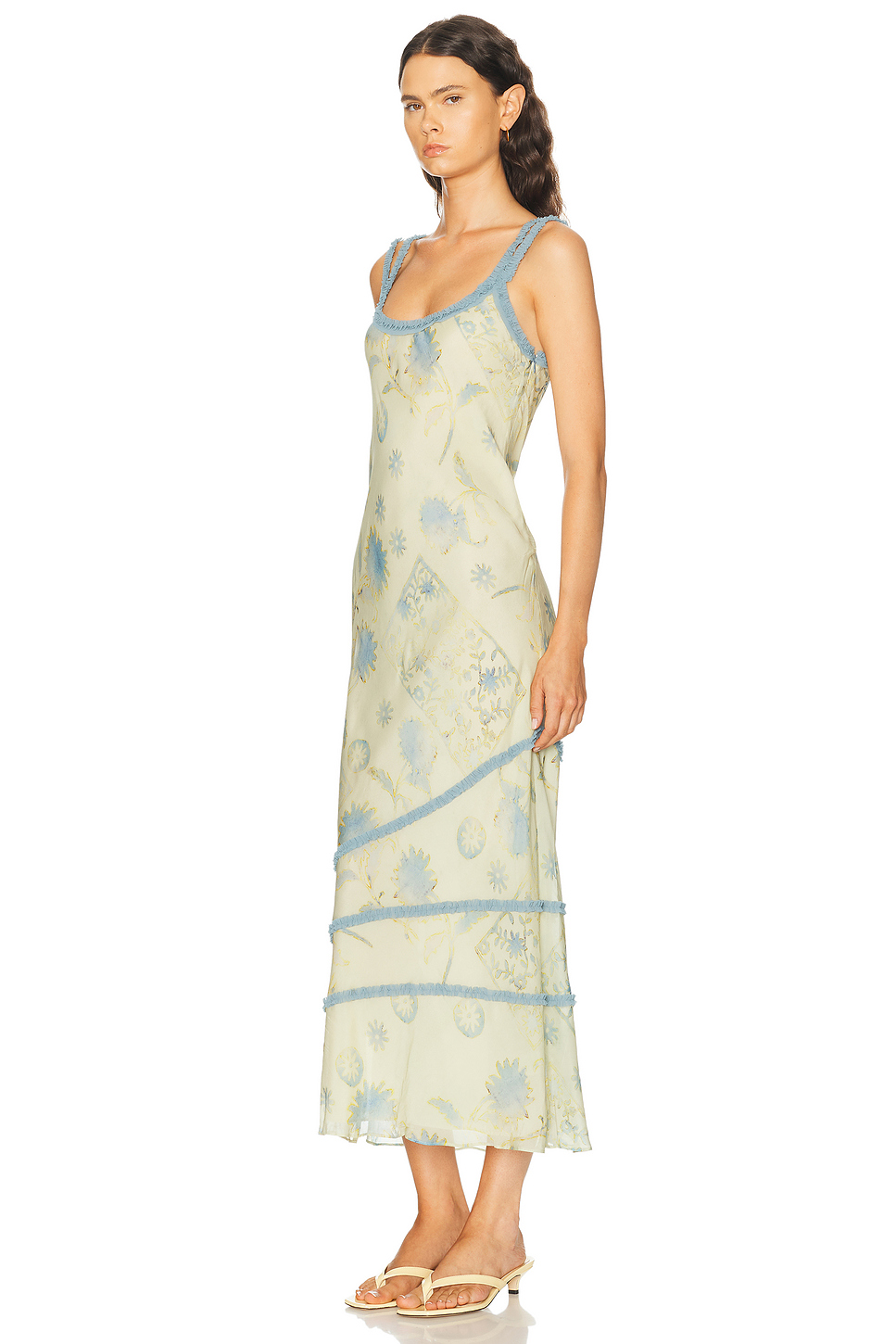 Cecile Ruffle Slip Dress in Silk Viscose