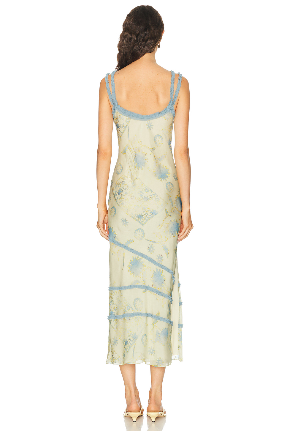 Cecile Ruffle Slip Dress in Silk Viscose