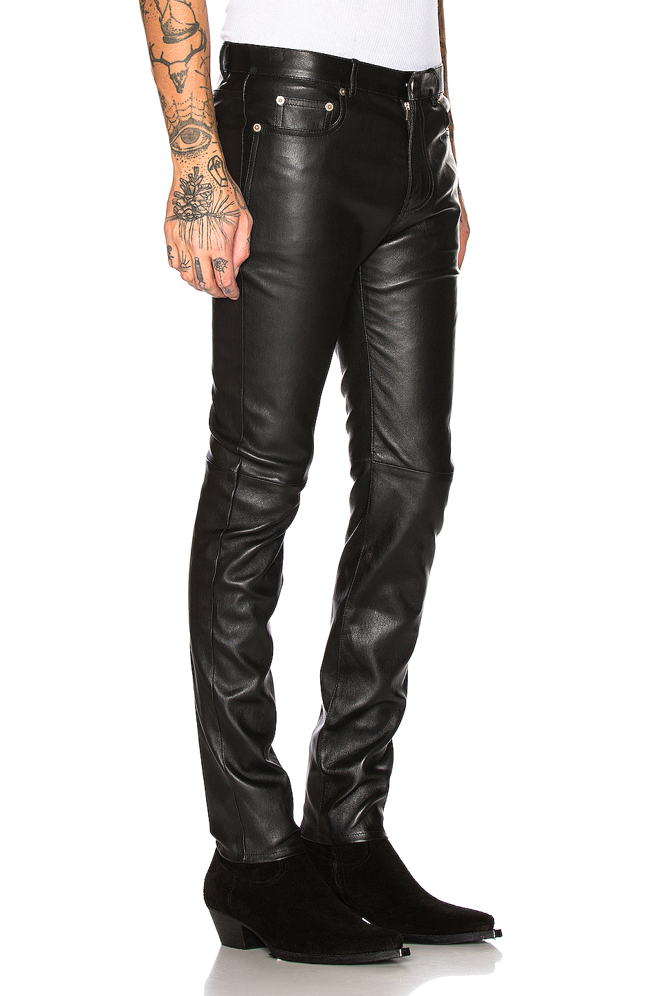 leather skinny 牛仔裤