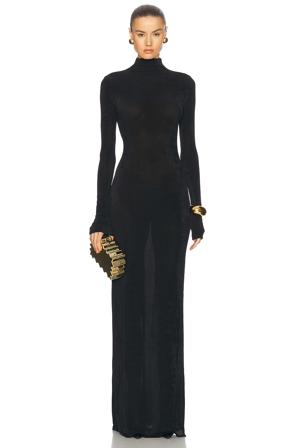 Sheer Knit Pull On Maxi Dress