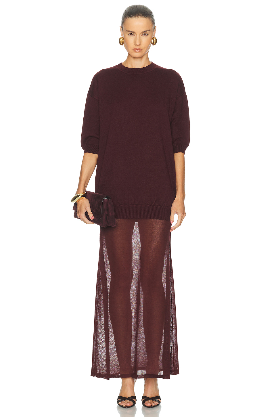 Arwen Layered Maxi Dress in Viscose Wool Blend Knit