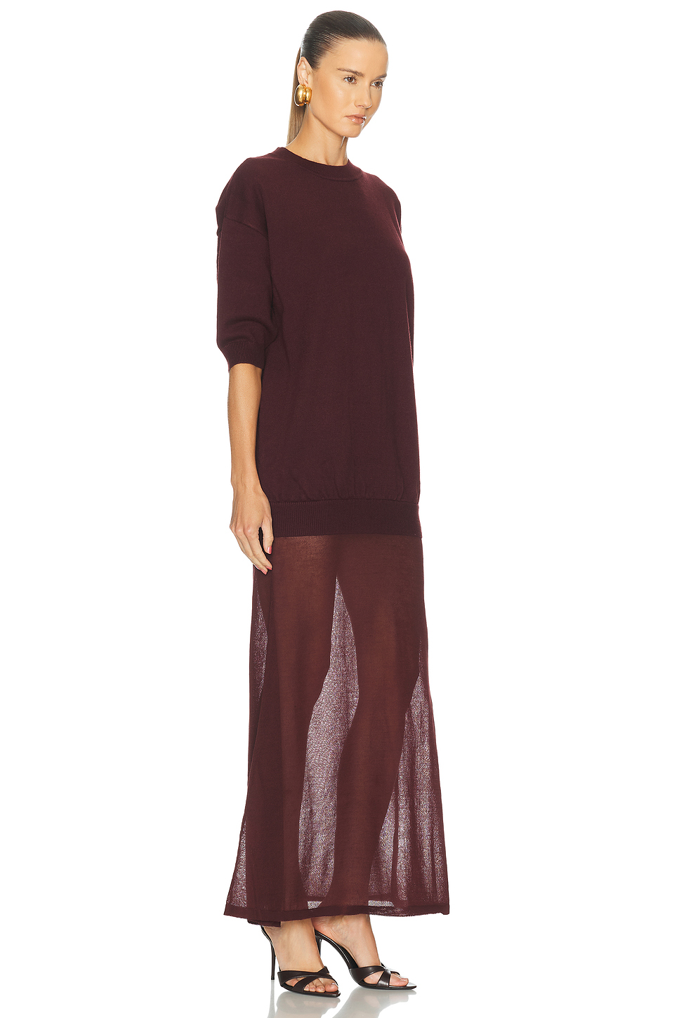 Arwen Layered Maxi Dress in Viscose Wool Blend Knit