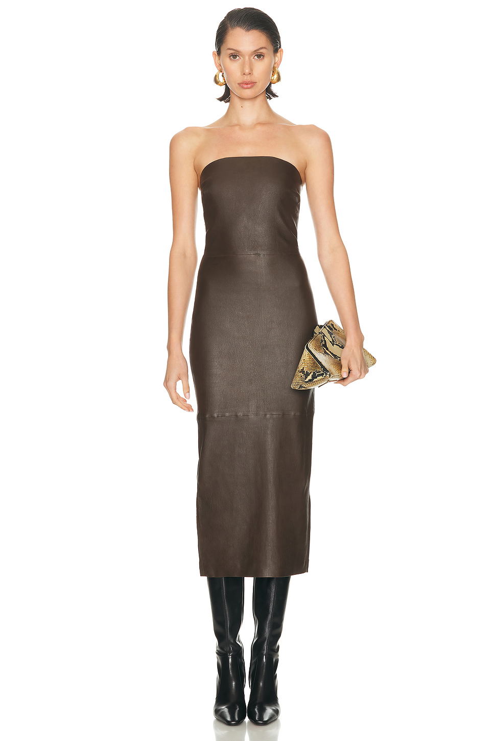 Lambskin Tube Midi Dress - Strapless Leather Dress for OEM