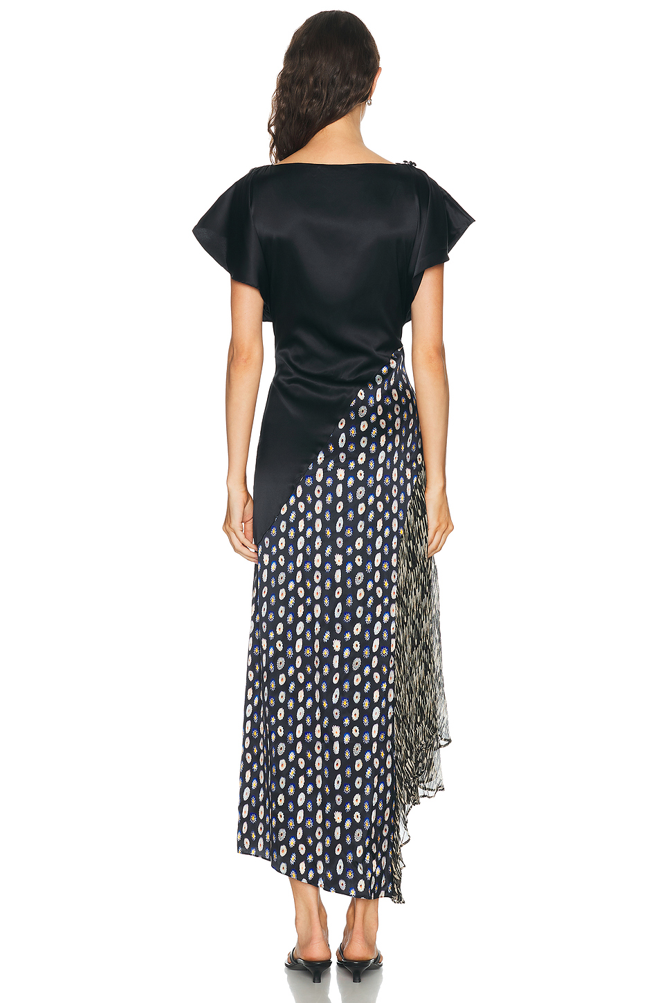 Silk Satin Crepe Maxi Dress with Asymmetric Hem