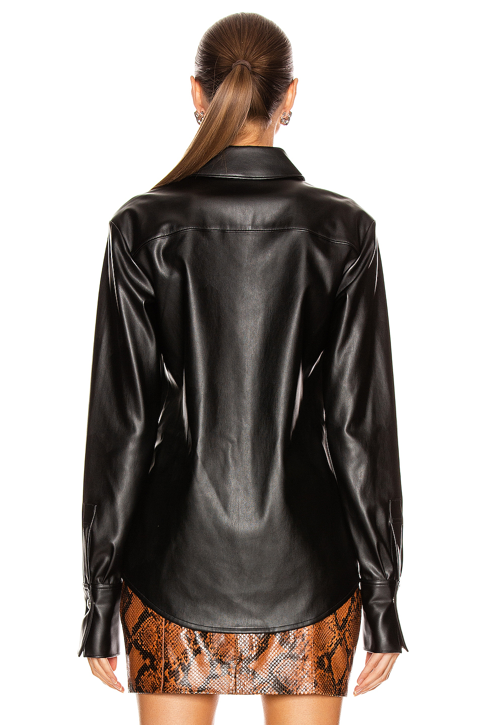 image 3 of t by alexander wang faux leather shirt in black