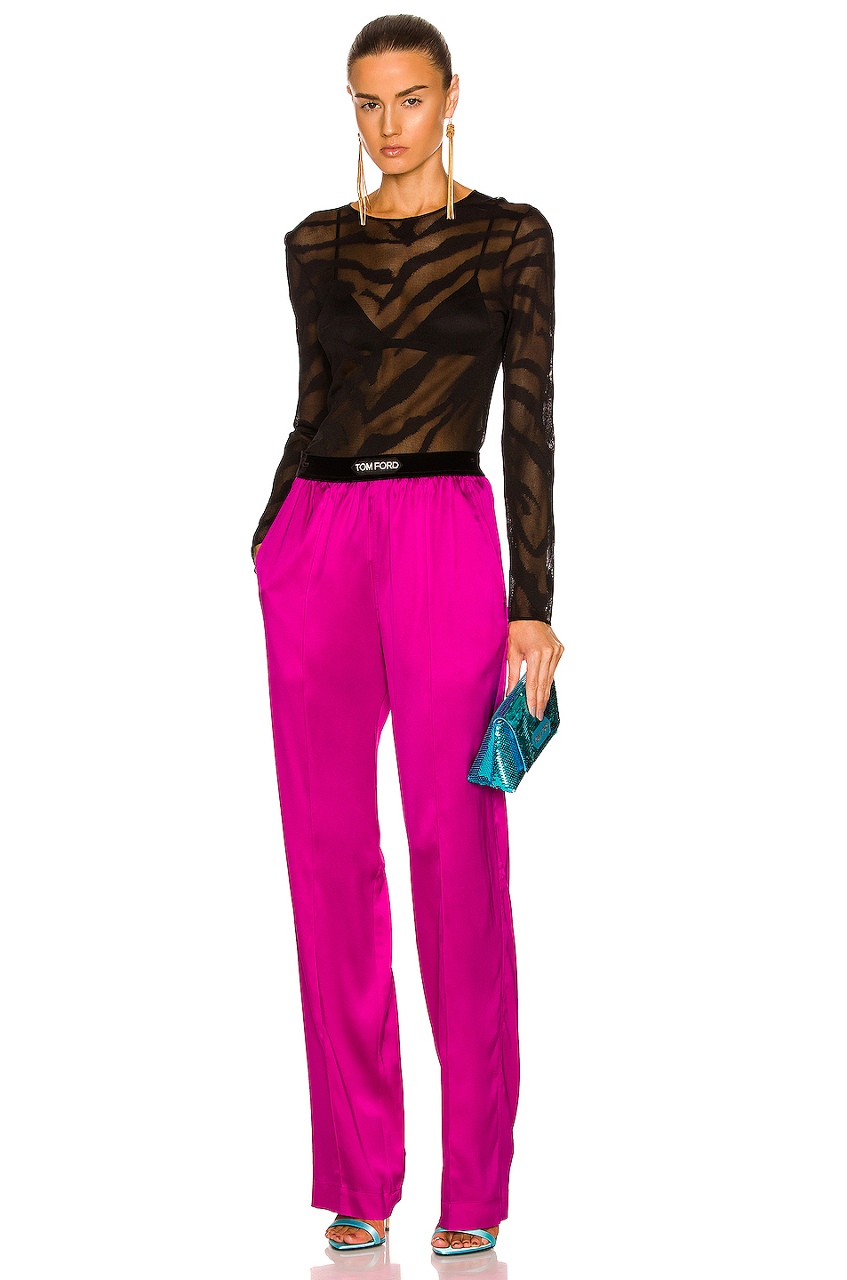 image 4 of tom ford satin pant in hot pink