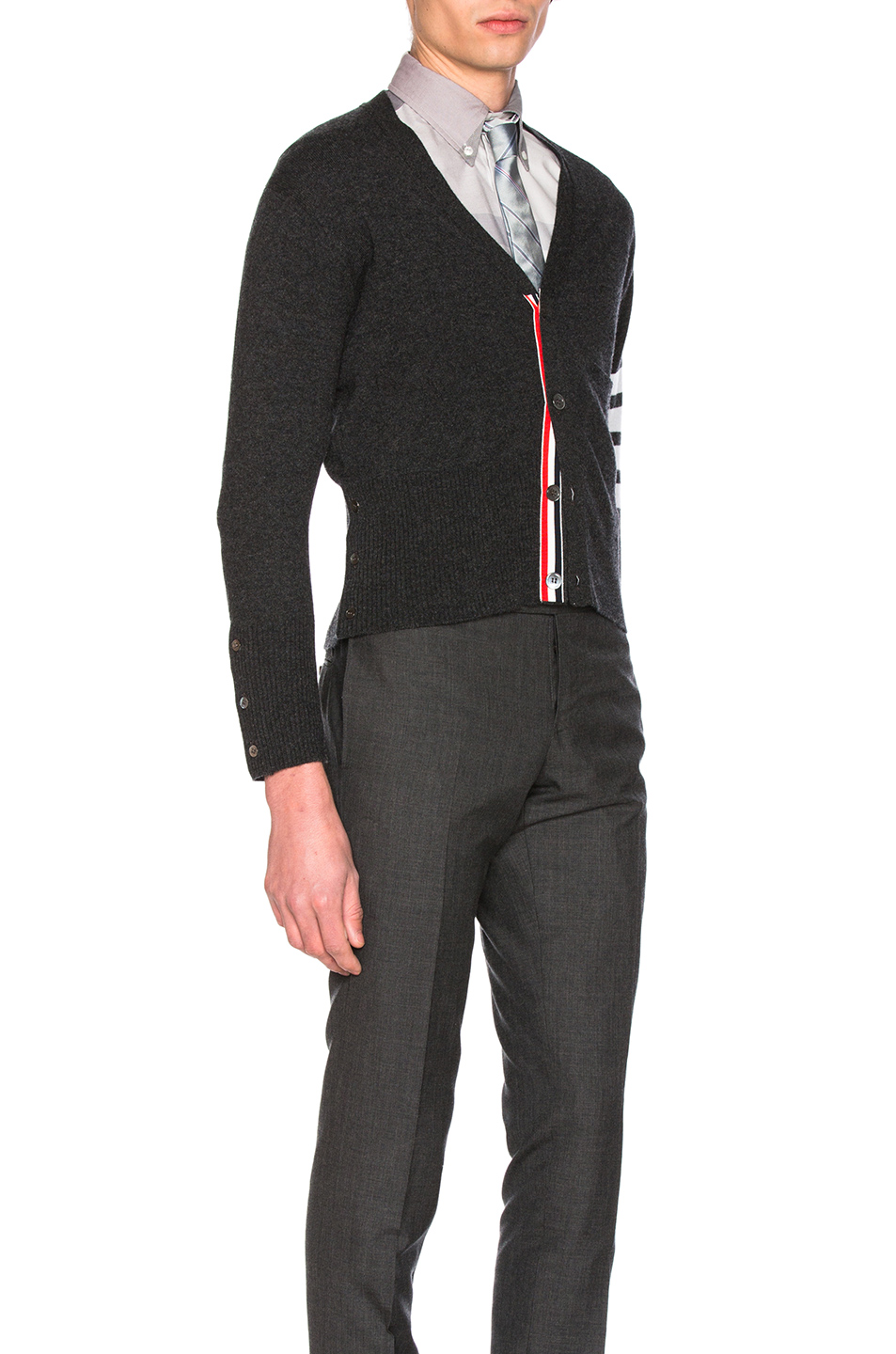 image 4 of thom browne classic cashmere cardigan in dark grey