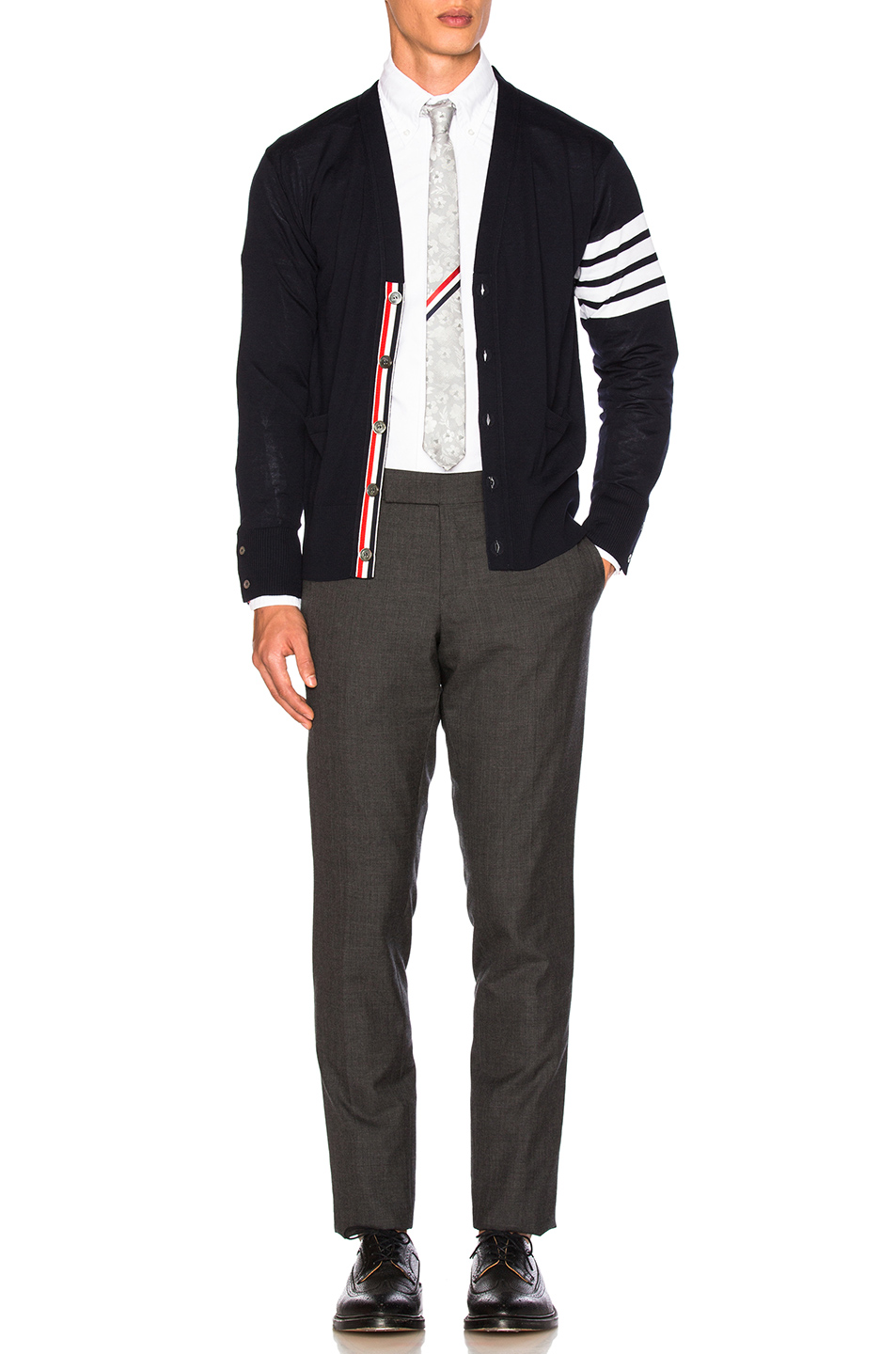 thom browne classic merino 开衫 – navy | fwrd