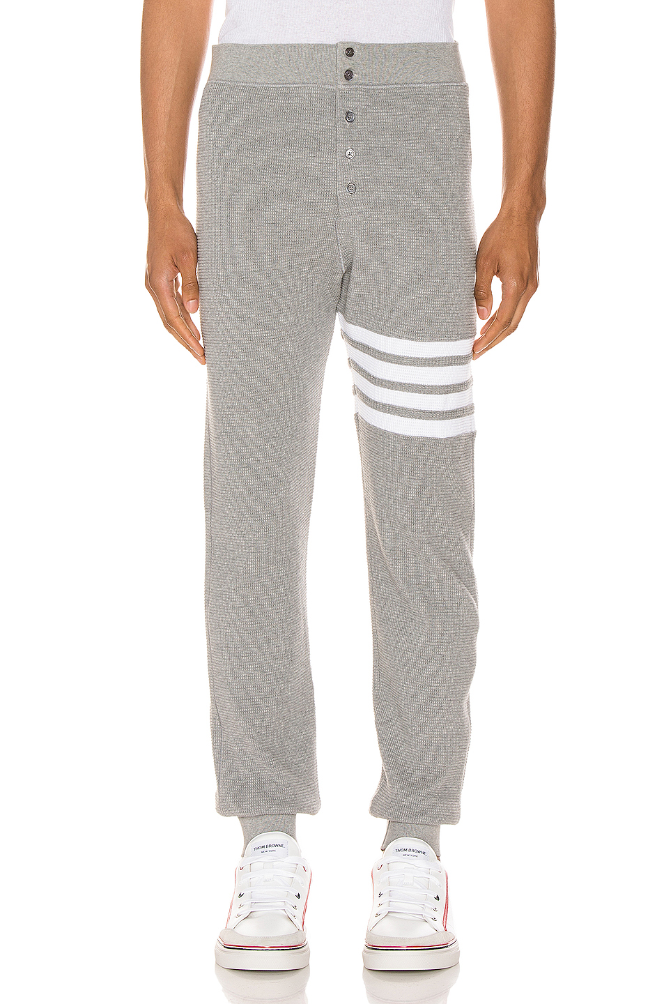 image 1 of thom browne 4 bar long johns pants in medium grey