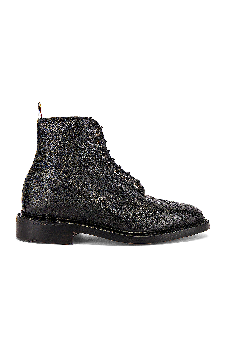 image 1 of thom browne wingtip leather boots in black