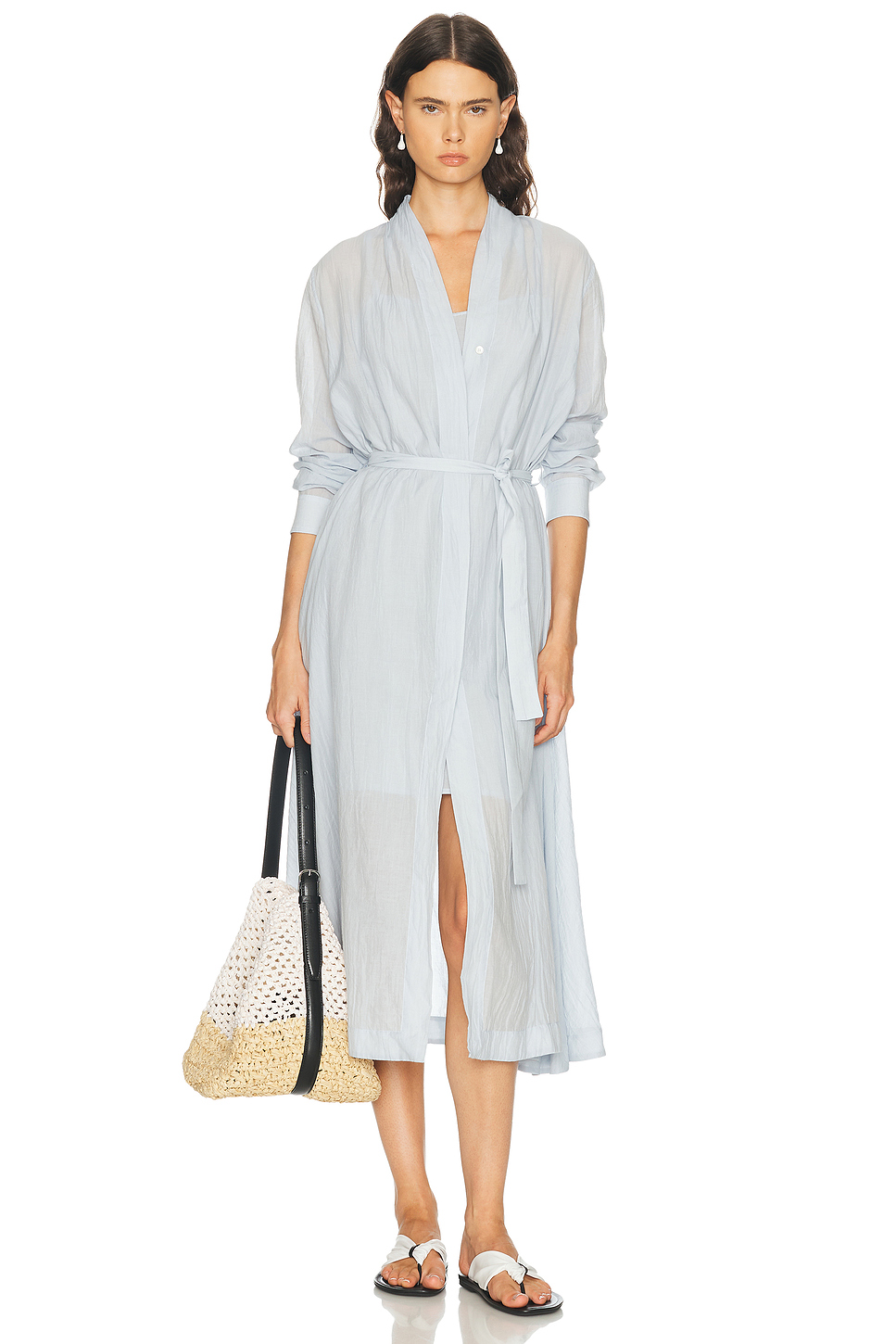 Belted Cotton Voile Midi Dress