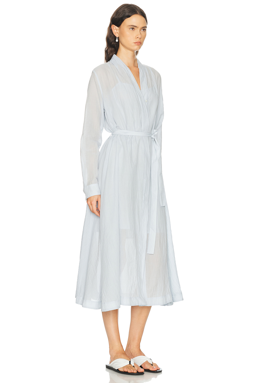 Belted Cotton Voile Midi Dress
