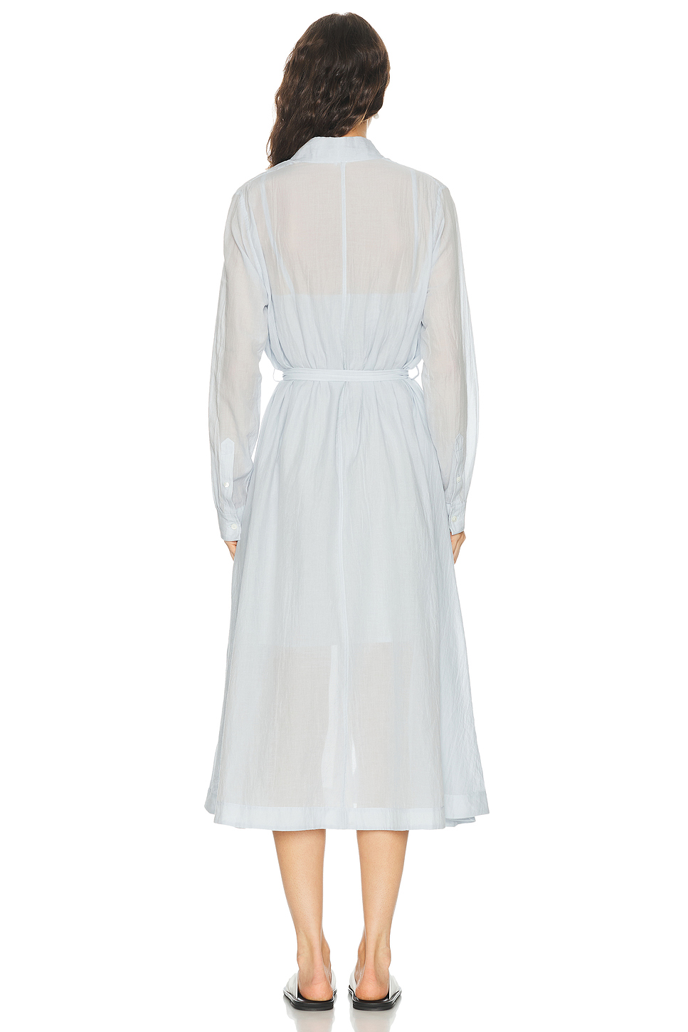 Belted Cotton Voile Midi Dress