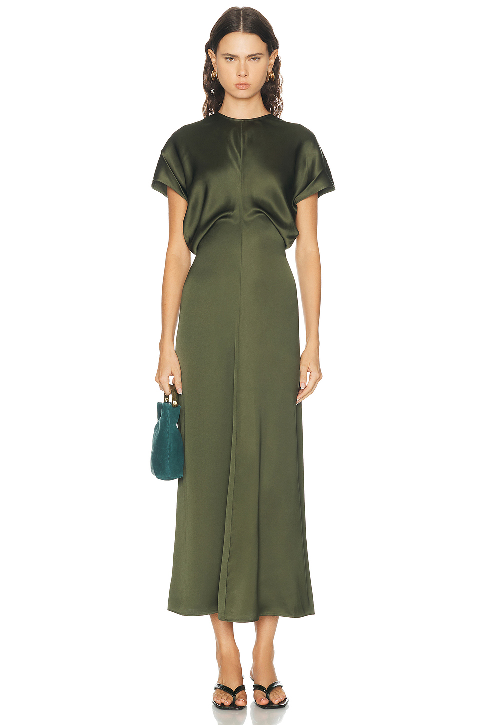 Slouch Waist Viscose Satin Maxi Dress
