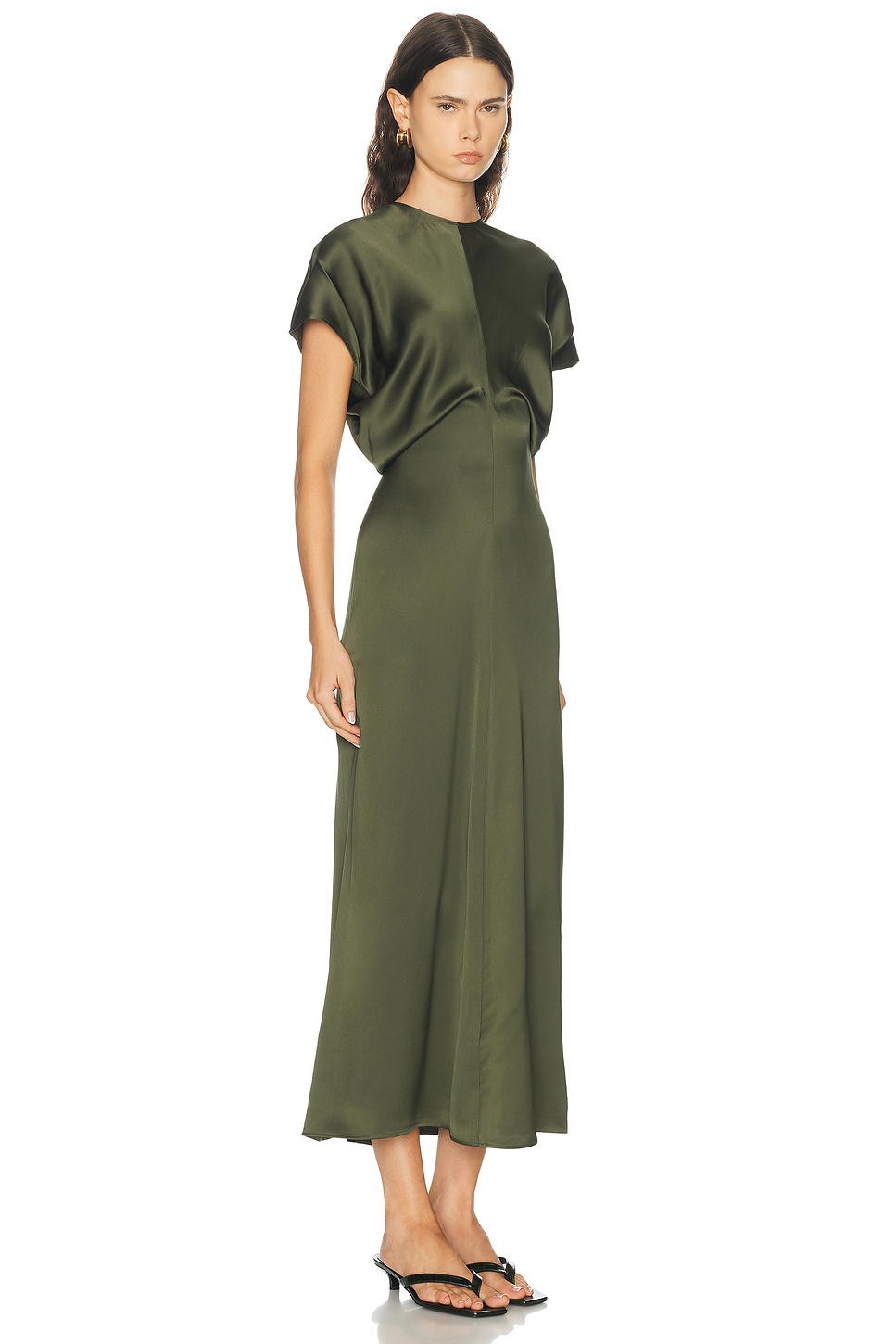 Slouch Waist Viscose Satin Maxi Dress