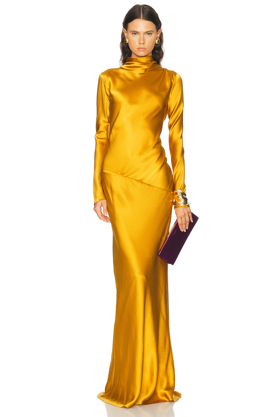 Gio Lace Trim Satin Gown