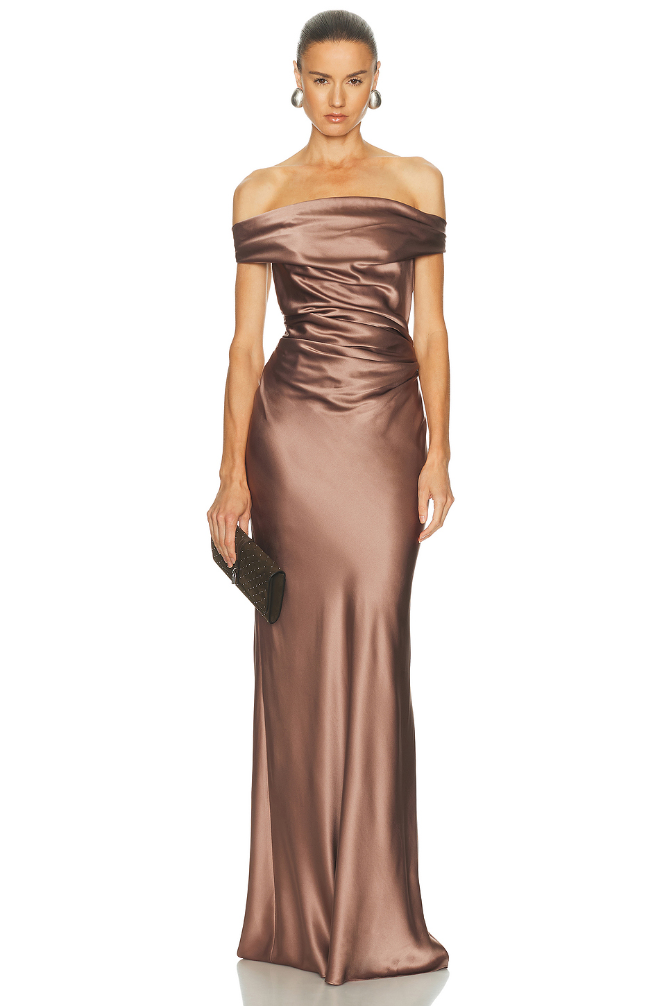 Bardot Off The Shoulder Silk Gown