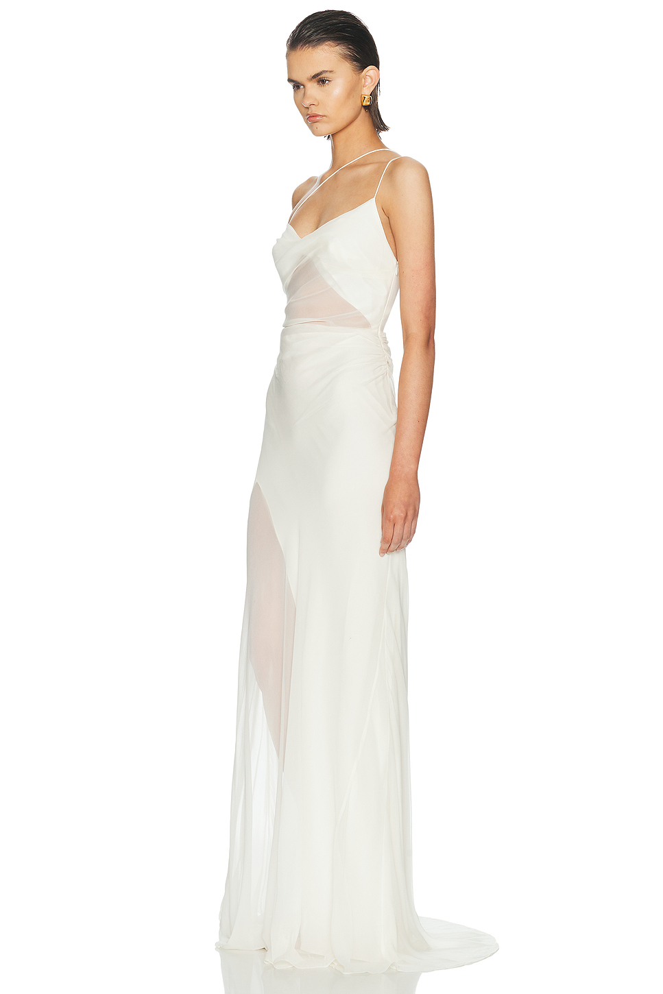 Diaphanous One Shoulder Silk Gown
