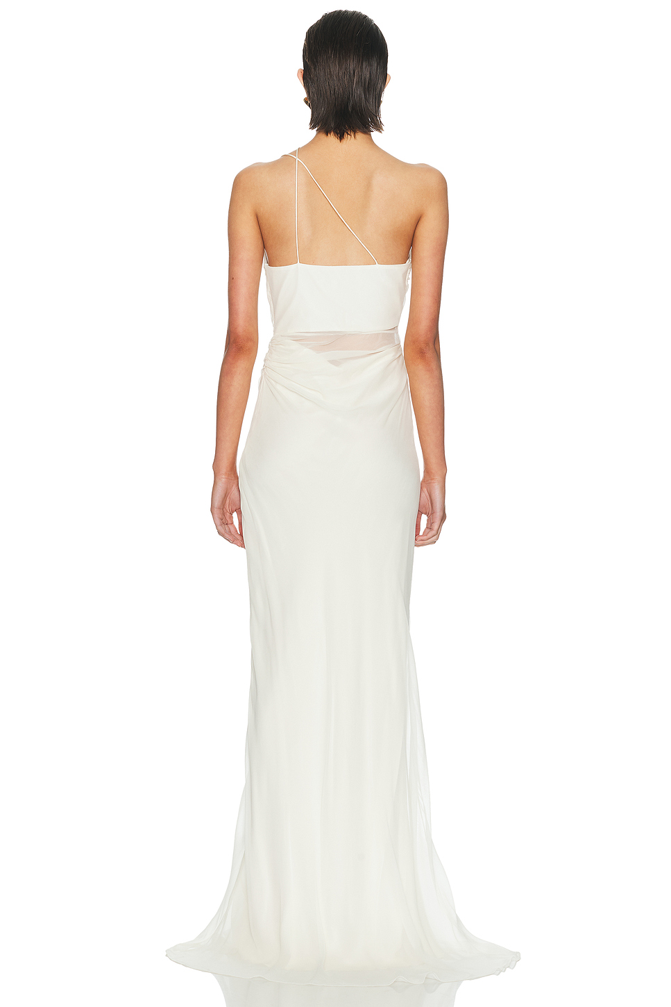 Diaphanous One Shoulder Silk Gown