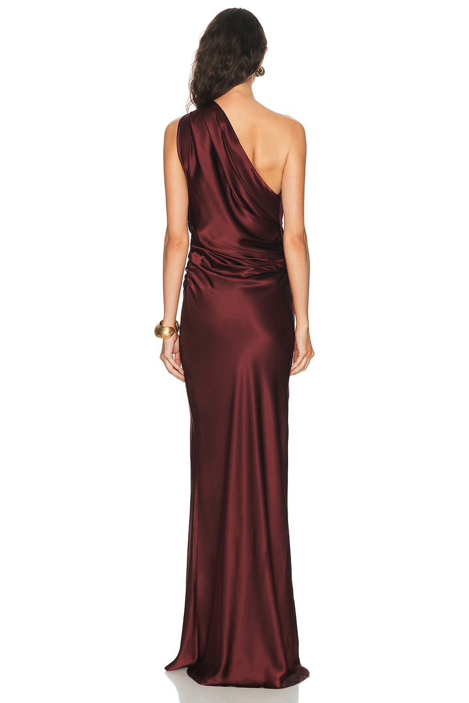 Draped One Shoulder Silk Gown