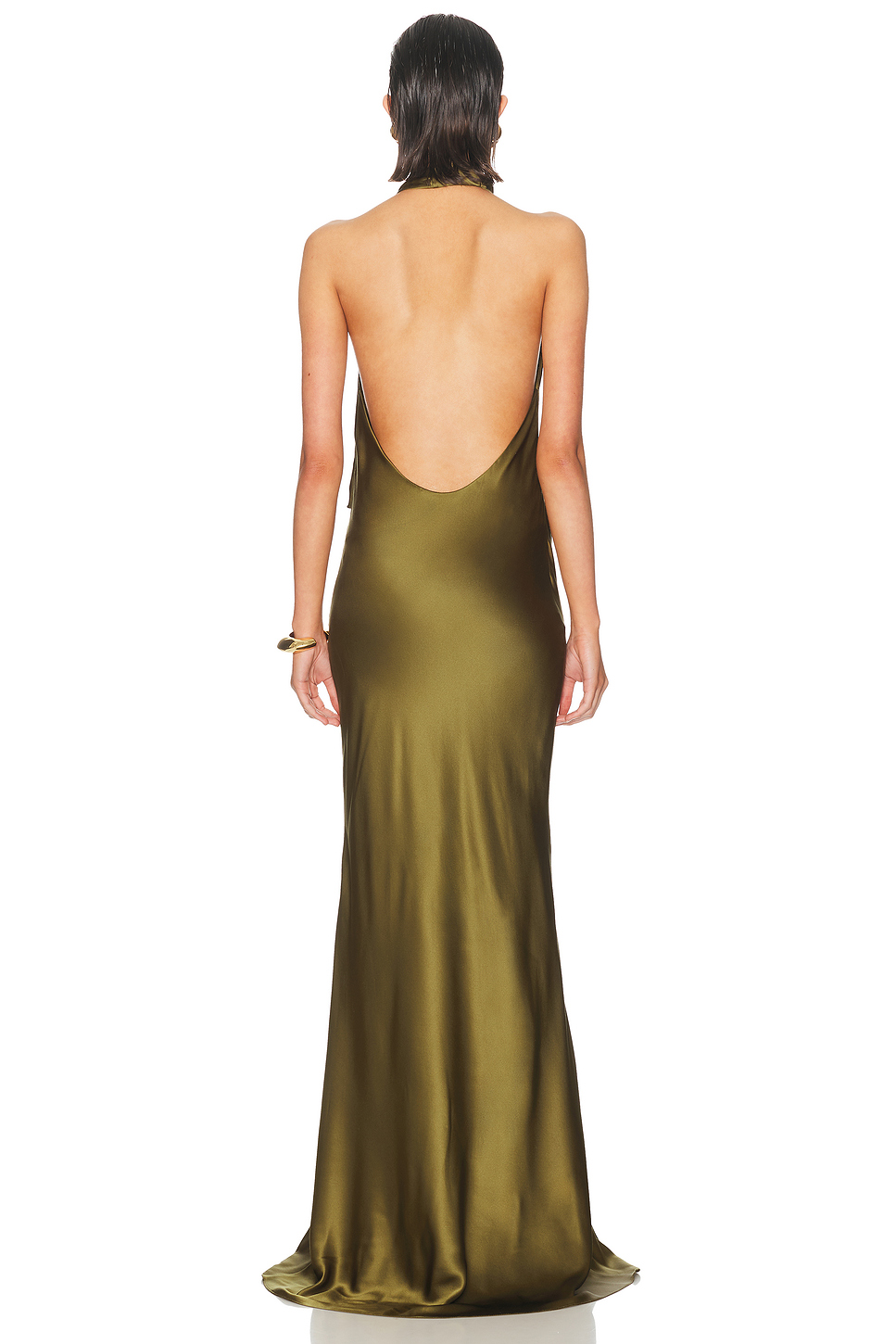 Silk Halter Draped Bias Gown