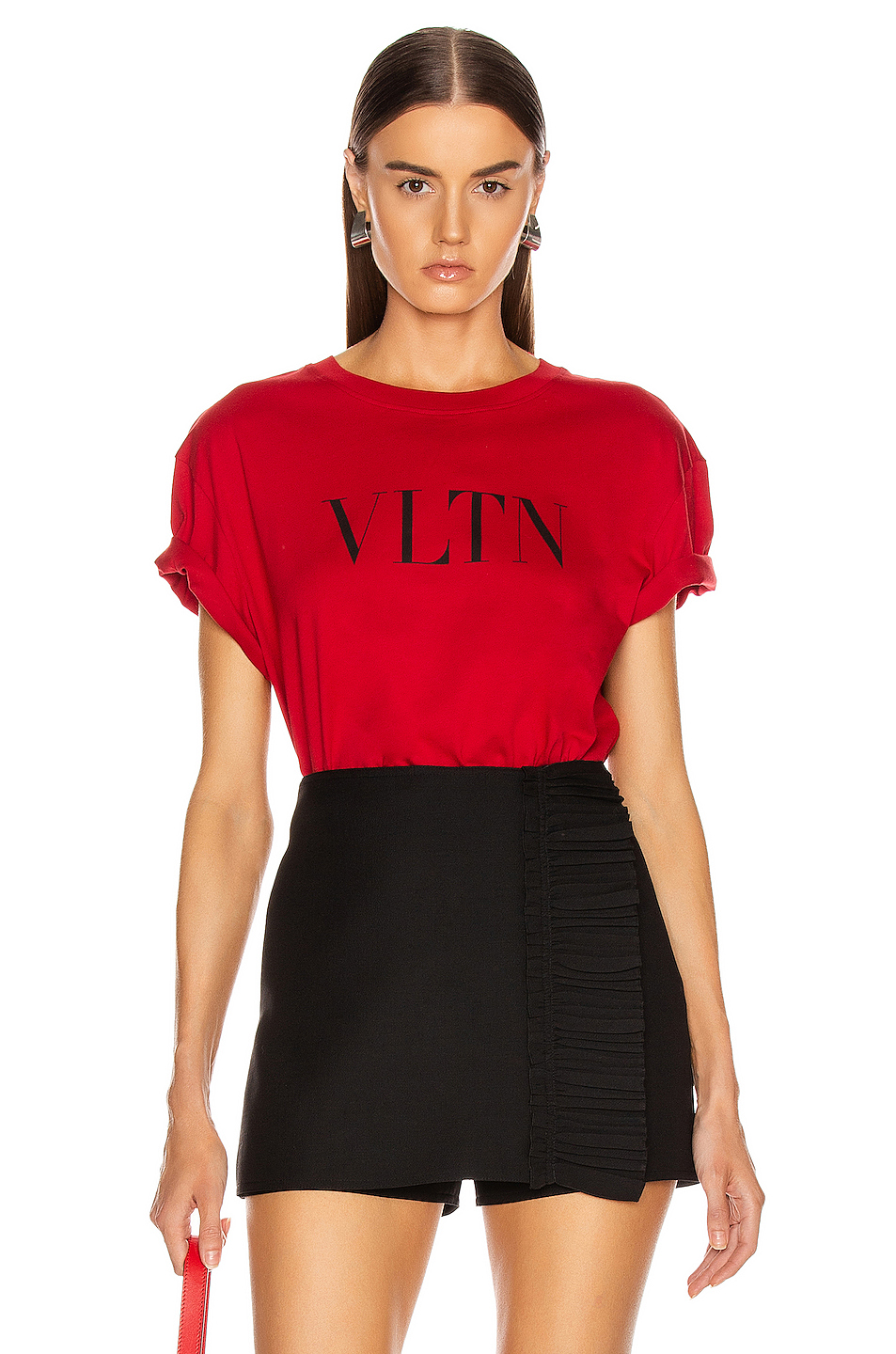 image 1 of valentino garavani logo t shirt in black & red