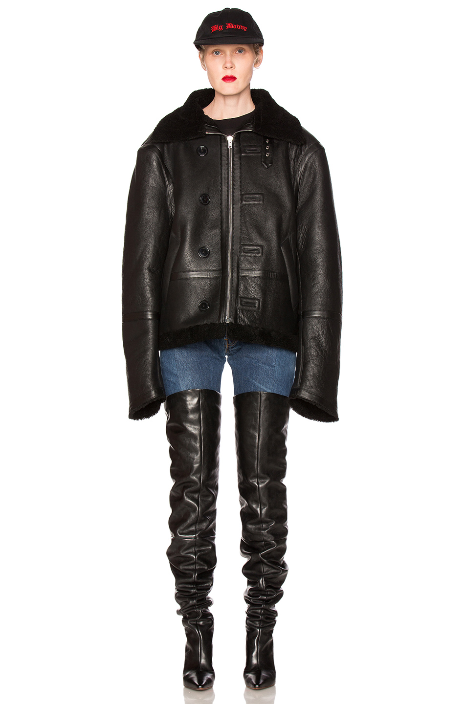 图象2 vetements oversized sheep shearling jacket – black