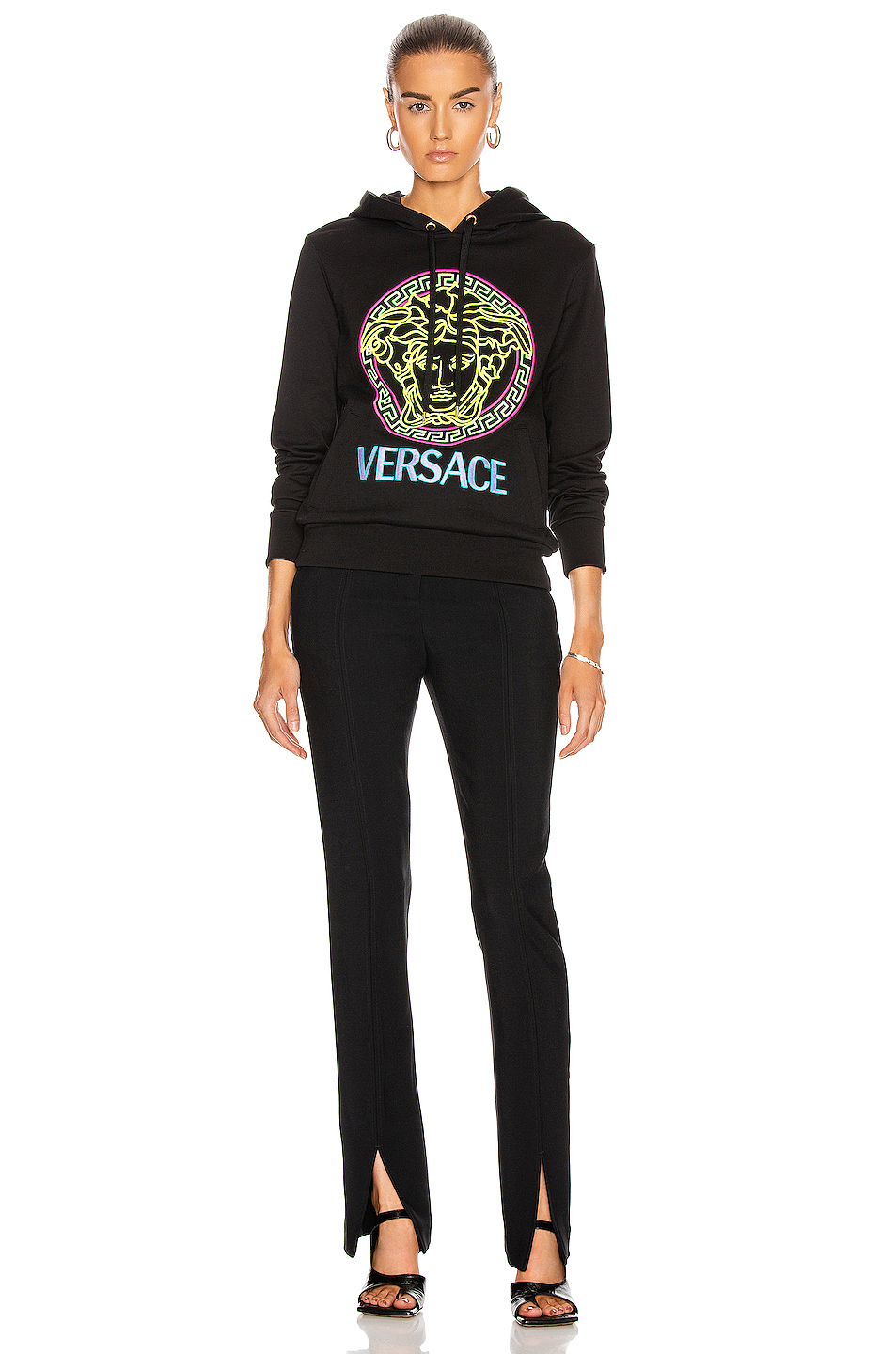 image 4 of versace logo hoodie in black