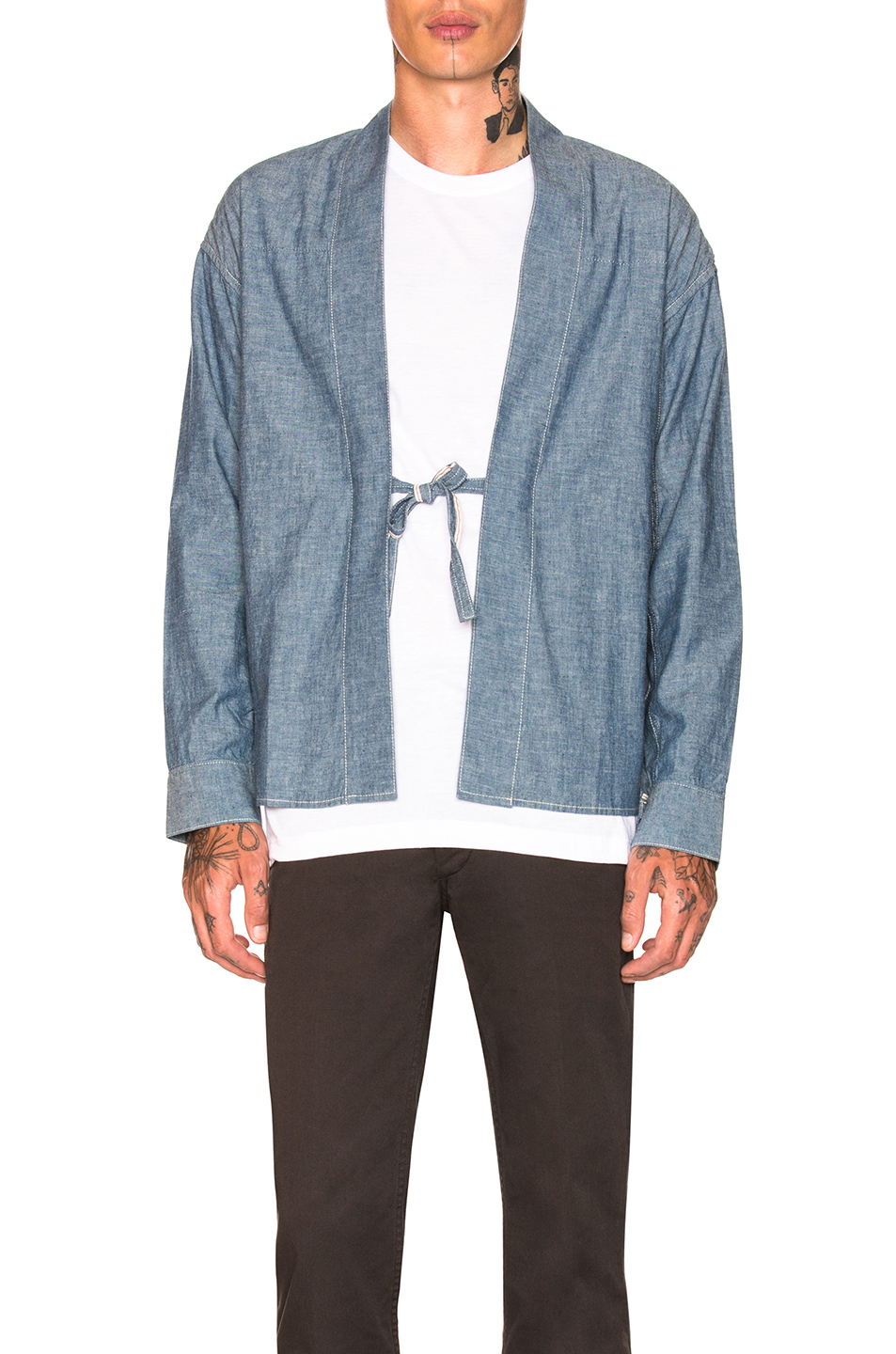 image 1 of visvim lhamo shirt in indigo chambray