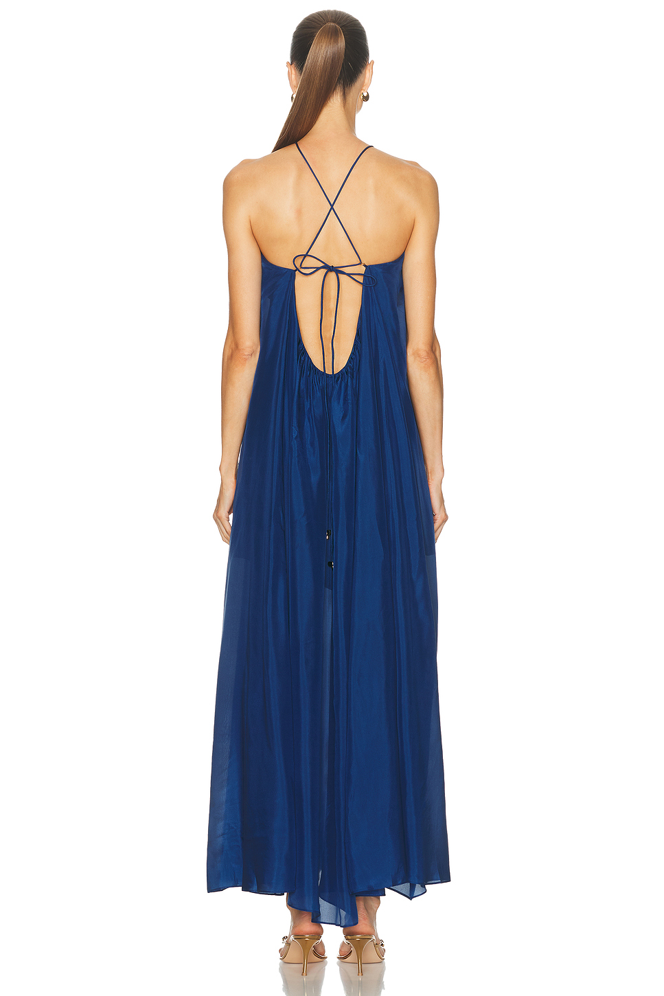 Aster Gathered Silk Halter Maxi