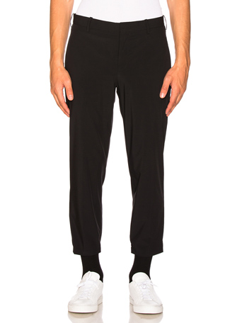 nylon hem detail trousers