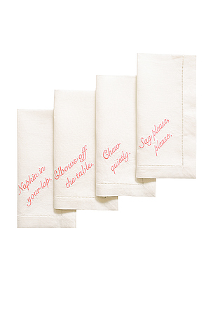 GUARDANAPOS CHEFANIE PINK MANNERS DINNER NAPKINS SET OF 4 Chefanie