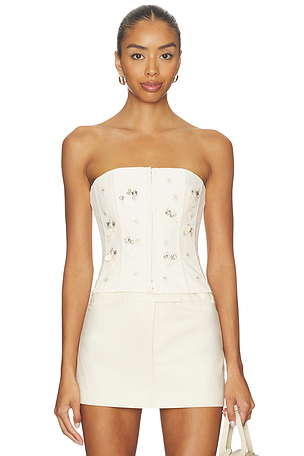 Embellished Twill Corset Top GUIZIO