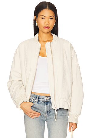 x We The Free Jax Washed Bomber In Almond Flour Free People
