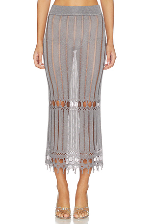 Francie Metallic Knit Maxi Skirt Lovers and Friends